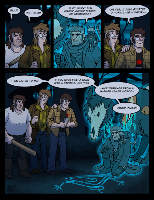 eregyrn-falls-art:The MYSTERY TRIO in “Not, In Fact, a Ghost Story”!WHEW.This comic has been a long 