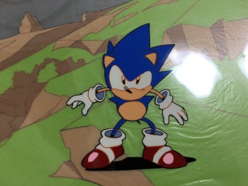 videogamesdensetsu:Original production cels from the opening of Sonic CD, partially animated by Hisa