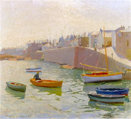 Harold Harvey (1874-1941) - Morning Newlyn Harbour. 1935. Oil on canvas.