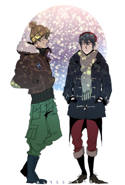 alyssaties:  Finally i have an excuse to draw otps in winter time outfits  