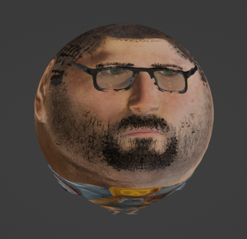 gordon freeman's 3d model from half life alyx but deformed into a ball