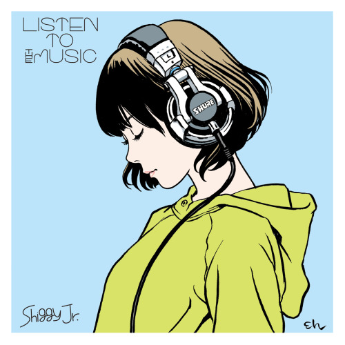 Portada del miniálbum Listen to the Music de Shiggy Jr. dibujada por el artista Hisashi Eguchi (Stop