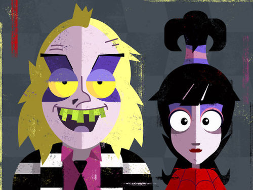 Beetlejuice & Lydia - 49 of 100 pop culture portraits by Alan D. Double Feature!Get Prints!