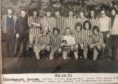 tomthegrocerboy:1971 photo of Ray Davies and John Dalton of the Kinks, just playing some football. P