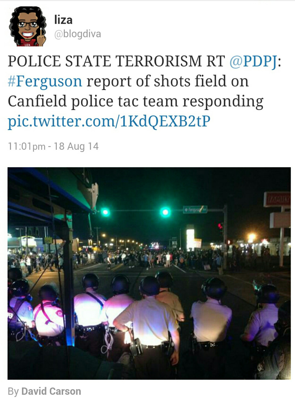 cognitivedissonance:  Tonight in Ferguson, Mo. Even CNN is calling out police brutality.