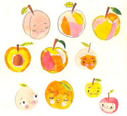 tinyscissors:  Peaches in my sketchbook 