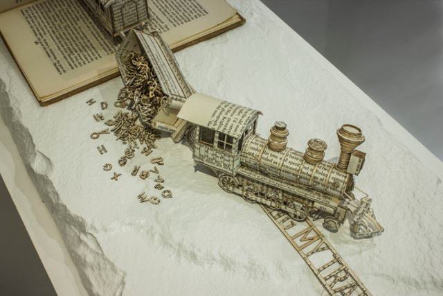 steampunktendencies:  Book Sculpture: Derailing my train of thought by Thomas Wightman