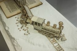 steampunktendencies:  Book Sculpture: Derailing my train of thought by Thomas Wightman  