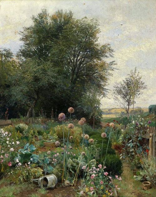 Cottage Garden in Lower Austria (1895) by Hugo Darnaut (Austria, 1850-1937). Private collection.