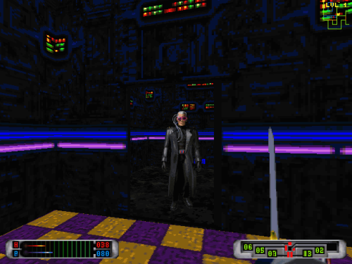 dos-ist-gut:  CyberMage: Darklight Awakening (ORIGIN Systems, Inc., 1995)Sleazy cyberpunk mixed with dark fantasy, CyberMage is a gloomy shooter with moments of colour and some very stylish art direction. It never really reaches its potential, trying