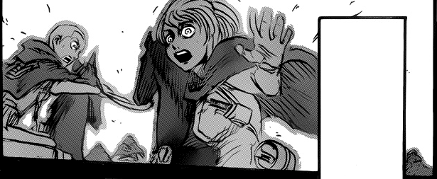 Krista reaching out to Ymir, chapters 40 and 50.