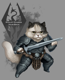 sam-bragg:  sam-bragg:  Kharjo The cutest little Khajiit Companion you will ever have and he will always have your back. Available on teepublic for พ https://www.teepublic.com/show/51378-khajiit-got-your-back And available on Redbubble as stickers,