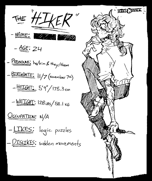 The canon LGBT+ character of today is:The Hiker from Hikeback who is non-binary