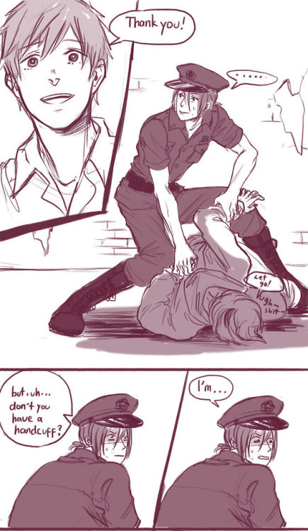 butleronduty:  Y’all didn’t think I wouldn’t draw stripper cop!Rin AUs now did you? And with fic like this floating around, who am I to say no??  The boots really should’ve tipped you off Makoto. 