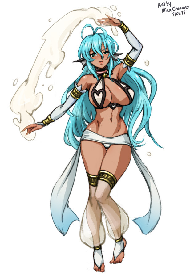 #565 OC MarinaCharacter design for client. Apsara, bikini and casual versions. Commission