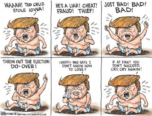 cartoonpolitics:After saying he intended to be ‘more understated and statesman-like’ Donald Trump qu
