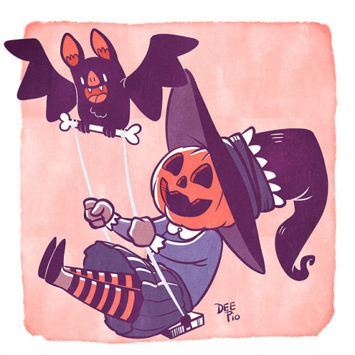 nerdeeart:Inktober/Witchtober Day 9 - Swing - Hanging with my bat buddy