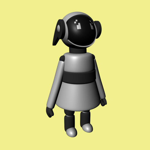 projectbot13:  celadonlonghorn:  I’ve been working on a model of projectbot13 for a while now, and I finally finished it! Her joints all work and she can move her “ears”, too! :D(The gif doesn’t seem to want to work so here it is)  Time comes