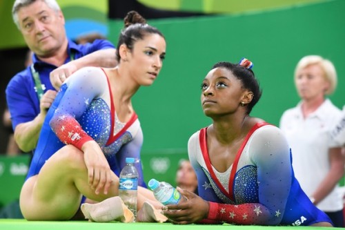 sparklesandchalk: Simone Biles and Aly Raisman went 1-2 in the Olympic Floor Final after doing the s