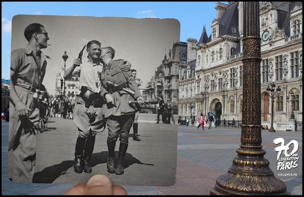 jedavu:Nostalgic Then-And-Now Photographs Show The Liberation Of Paris From Nazi