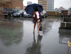 mature-uk-exhibitionist:No skirt in the car park!!!