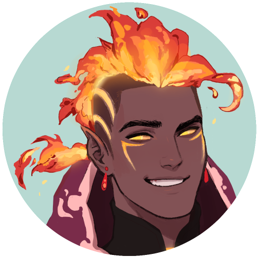 siobhanchiffon: Firestarter, a fire genasi Phoenix Sorcerer  He works in the Sorcerer’s Grave, a mag