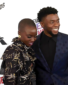 danaigurirasource:  Danai Gurira and Chadwick Boseman on the blue carpet at the 2018