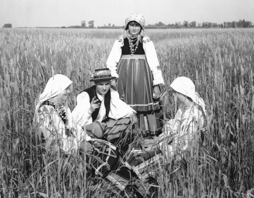 Group of teenagers from Złaków Kościelny, Poland, 1932. Łowicz type of costume.Photography by Henryk