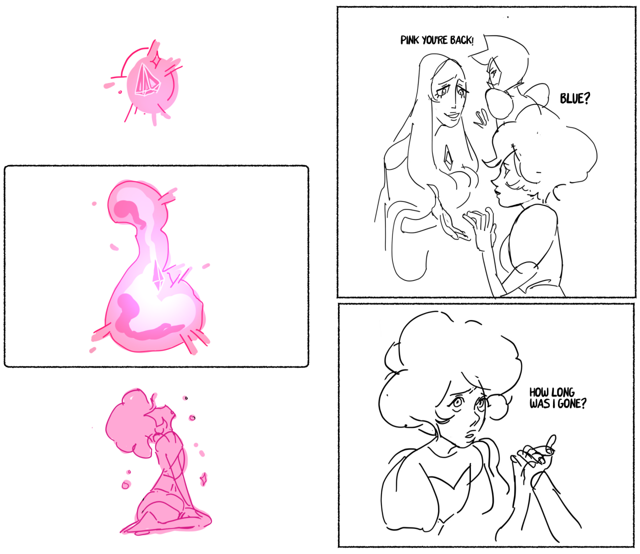 hattersarts:    pink diamond getting poofed for the first time Little headcanon that
