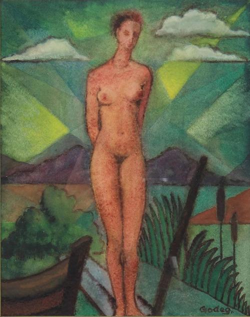 Karl Godeg (German, 1897-1982) Nude at the Lake, ca. 1950