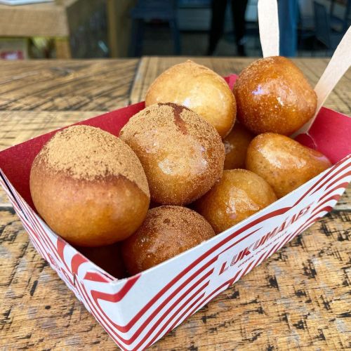 Lukumades with honey and cinnamon.  Athens GR  @lukumades  ••• These fried dough ball