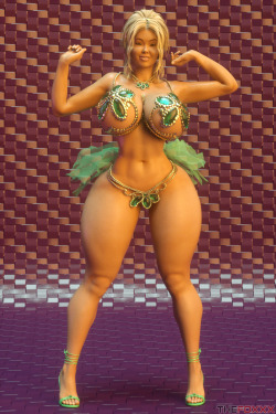 thefoxxx3d:  Second free commission for MaragrizX of his OC Sheila.  A fun loving young woman from South America. She began adult modeling when she came to the states. Her passion is gardening, she operates a small indoor farm with volunteers. Sheila