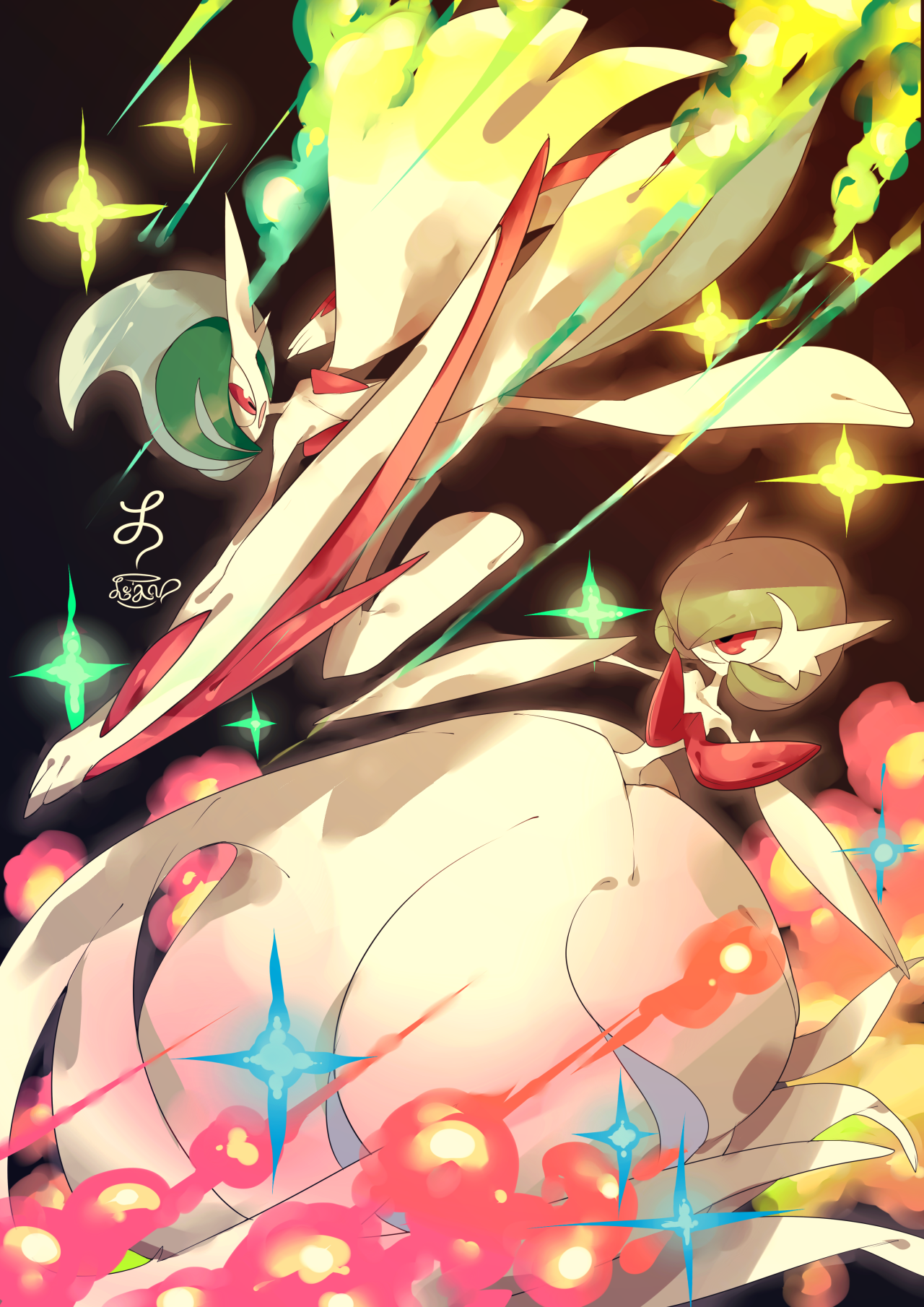 Shiny Mega Gallade & Shiny Mega Gardevoir I hope it looks like this