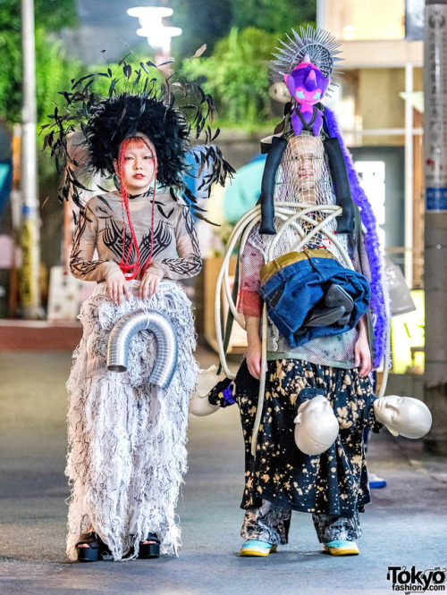 18-year-old Sakuran and 20-year-old Zun420 on the street in Harajuku wearing avantgarde styles with 