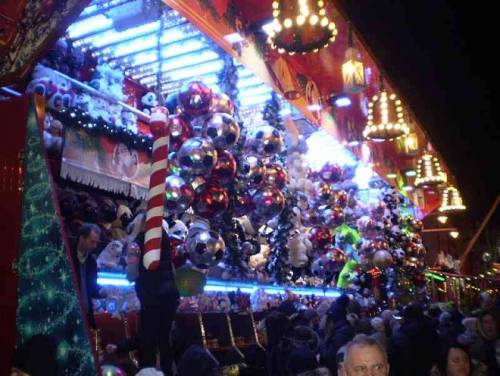 Merchandise offered in city Wroclaw, Poland, during Christmas market.