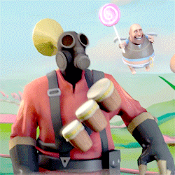 tf2crap:  I think that we all agree that Pyro can be cute and scary. And even though he(or she) wears a mask it is still a very expressive video game character. Additionally, let’s be honest. Pyro is more of a mystery than the Spy. 