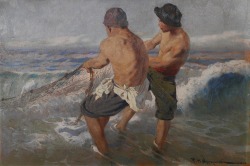 Feliks Michał WYGRZYWALSKI (1875-1944) - Fisherman, panel, 35 x 50 cm, 1942.