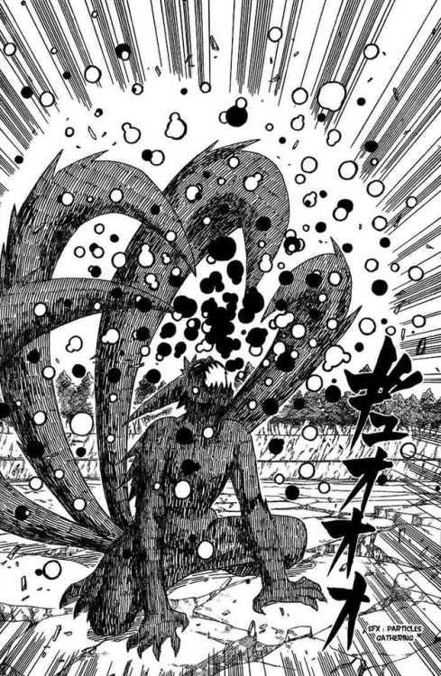 Naruto (version 2) forming a tailed beast ball while fighting orochimaru