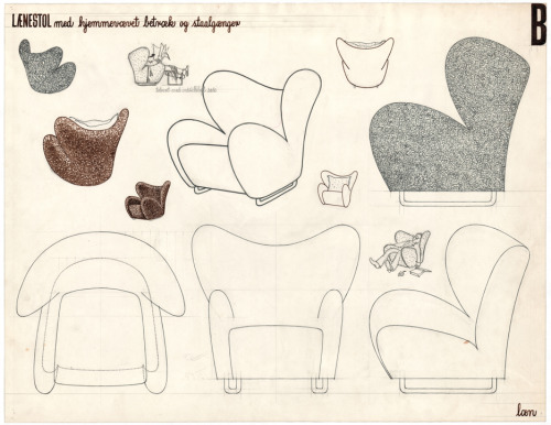 Arne Jacobsen & Flemming Lassen, furniture design for a bachelor apartment, 1950. Denmark. Via k