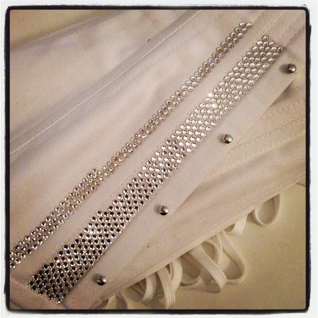 So, I started on this today….. Sooooooo many crystals!!!! @lissapants you better get ready for your fancy photo shoot debut!!!! #corset #corsetiere #corsetiereofchicago #bedazzled #crystals #Swarovski #beautiful #bespoke #corsetry #workinprogress
