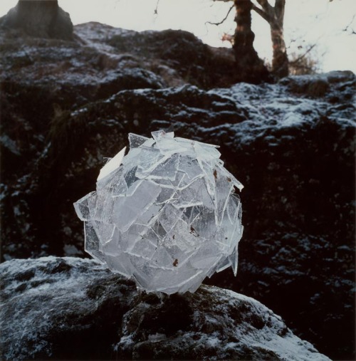 design-is-fine:Andy Goldsworthy, Ice Star and Ice Sphere, Scaur Water, Penpont, Dumfriesshire, 1987.