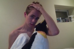 liaby:  equatings:  i woke up from a nap inspired to take selfies  My question is the penguin 