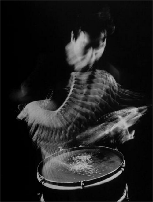 1950sunlimited:  Gene Krupa Jam Session, 1941 Drummer Gene Krupa playing drum at Gjon Mili’s studio. New York, NY photos: Gjon Mili