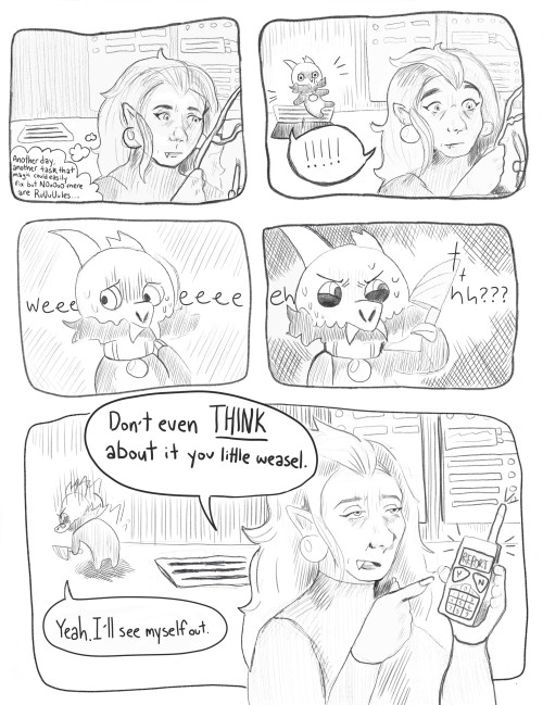 dumb sketchy comic made during a lecture, thinking of THIS post by @treker402 … Among Us and Owl Hou