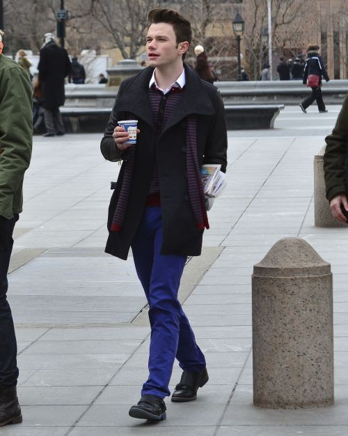 chriscolfernews-archive: Chris Colfer films “Glee” at Washington Square Park [UHQ]