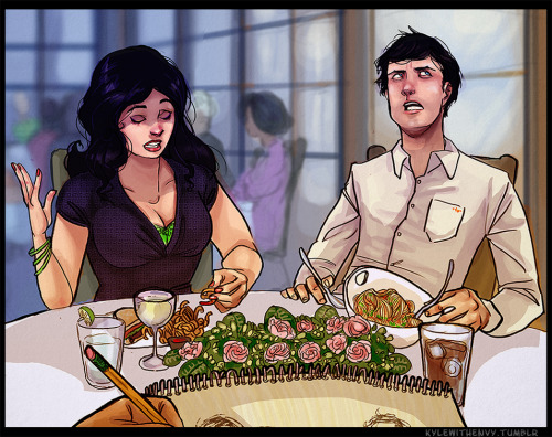 kylewithenvy: Art of the Day:  Zataras at lunch.  The artist invited himself. - Kyle Rayner