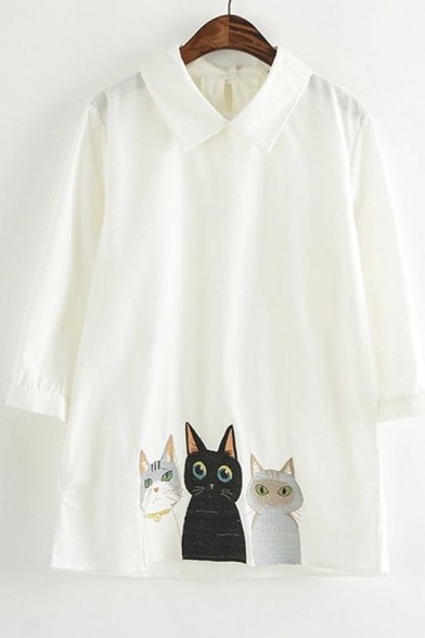 jollyenthusiastsublime:  Cute Cat T-shirt // T-shirt Blouse //  Blouse  Blouse //