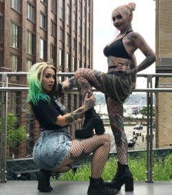 lindseyjenningss:  Who else is headed to the @inkedmag tattoo convention in NYC right now? I’m mobbing through with @bloodofwolves !! Say herrrooooo 💖✨.      Lil 📱 bts snap of our shoot with @dzcs4u more 🔥 coming soon 🔥