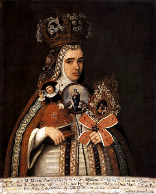 Portrait of María Anna Josefa Taking Vow by José de Alcibar, 1793 Mexico