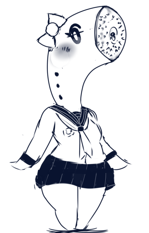 darky03nle:some doodles to liven this place up which also consists of a kawaii sea lamprey schoolgirl